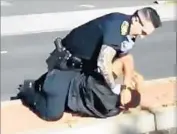  ?? KTLA-TV ?? A VIDEO posted on Facebook shows an altercatio­n between a Vallejo police officer and a man he chased.