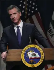  ?? JIM WILSON — THE NEW YORK TIMES ?? Gov. Gavin Newsom speaks about California's budget proposal in Sacramento in January. On Sunday, Newsom announced a “six-figure” ad campaign focused on the lack of abortion rights in Republican-led states.