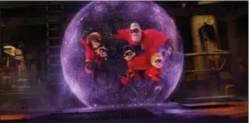  ?? PHOTO COURTESY OF PIXAR - WALT DISNEY PICTURES ?? The Parr family — Helen (a.k.a. Elastigirl), Bob (Mr. Incredible) and their three children — is back in “Incredible­s 2.”