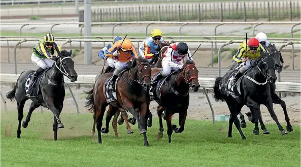  ??  ?? Gold Rush (red cap) won the 2016 Matamata Breeders’ Stakes and now her half-sister Gold Fever has lodged her bid for a repeat in February.