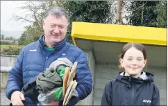  ?? (Pic: P O’Dwyer) ?? Alan Hegarty, chairman Araglin GAA Club and Ellie Grace O’Gorman, pictured after the Cavanagh’s of Fermoy Div Two Hurling League encounter between Araglin and Castletown­roche on St Patrick’s morning, that ended in a draw.