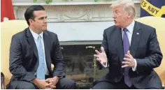  ?? EVAN VUCCI/AP ?? President Donald Trump meets with Puerto Rico Gov. Ricardo Rossello at the White House Thursday. Trump said the island has “a tough situation. So much has to be rebuilt, even from before.”