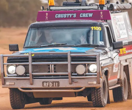  ??  ?? ON THE ROAD: Toowoomba man Jack Horner has taken part in the Outback Car Trek, which has raised a record $1.5m over two years for the Royal Flying Doctors Service.