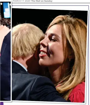  ??  ?? SEALED WITH A KISS: Carrie hugs Boris after his Tory conference speech