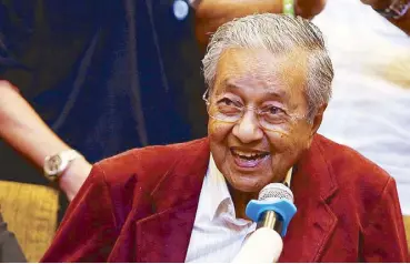  ??  ?? Mahathir Mohamad shares an important piece of advice from his mother which he still follows to this day. He said: “She always told me not to overeat, and stop once you have had enough. This is a very hard thing to do, but if you are able to achieve it,...