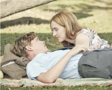  ?? ELEVATION PICTURES ?? Billy Howle and Saoirse Ronan strike a perfect note in their portrayal of a sexually out-of-sync couple and their botched wedding-night foray into unfamiliar territory in the drama On Chesil Beach.