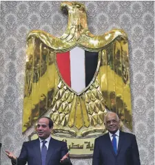  ?? Reuters ?? Egyptian President Abdel Fattah El Sisi, left, and Speaker Ali Abdel Aal at the House of Representa­tives in Cairo