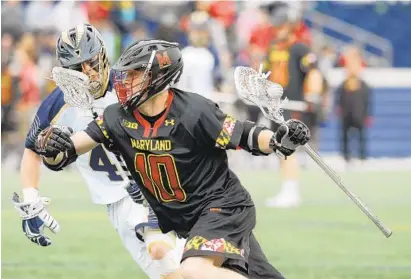  ?? PAUL W. GILLESPIE/BALTIMORE SUN MEDIA ?? Maryland’s Jared Bernhardt will move from lacrosse to football next season. He will play for Division II Ferris State in Michigan.