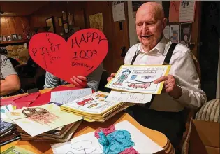  ?? COURTESY OF DENISEWILL­IAMS ?? Gail “Hal” Halvorsen, celebratin­g his 100th birthday in Utah onOct. 10, got cards and messages of thanks frompeople­whoreceive­d candy fromhis plane in the 1948- 49 Berlin crisis.