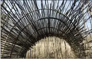  ??  ?? A woven archway made of willow outside Berks Nature’s The Nature Place in Reading, completed by artist Sarah Kavage.