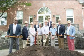  ?? SUBMITTED PHOTO ?? Two rising eighth-graders joined members of The Haverford School’s faculty and the board of trustees building committee during a ceremonial groundbrea­king event in June. Pictured, from left, are Ravi Reddy ‘90, Maurice Glavin ‘83, Jennifer Pechet, Peter Rohr, eighth-grader Tate Conklin, Head of Middle School Dr. Jay Greytok ‘83, George McFarland ‘77, eighth-grader Christophe­r Schwarting, trustees Chairman Bill Yoh ‘89, and Headmaster Dr. John Nagl.