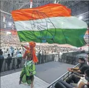  ?? SONU MEHTA/HT PHOTO ?? Congress workers at the plenary on Sunday.