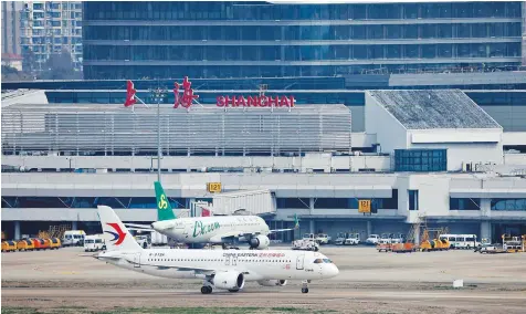  ?? ?? A view of China’s selfdevelo­ped large passenger jet C919. — CFP