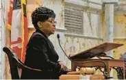  ?? BARBARA HADDOCK TAYLOR/STAFF ?? Speaker of the House of Delegates Adrienne Jones conducts a Saturday legislativ­e session in the State House chamber.