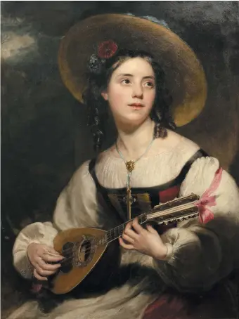  ??  ?? Henry William Pickersgil­l: The Minstrel of Chamouni, 1828. In L. E. L.,
Lucasta Miller writes that this painting ‘represente­d . . . an attempt to desexualiz­e’ Letitia Elizabeth Landon ‘while keeping her in the fancy-dress realm of romance.’