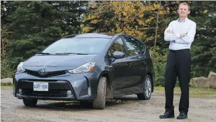  ?? PHOTOS: CRYSTAL SCHICK ?? Tim Hoy tested a 2017 Toyota Prius V for a week. He thought it performed best in the city where it is easy to park.