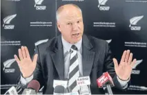  ?? Photo: John Selkirk/fairfax NZ ?? Heat wave: New Zealand Cricket chief executive David White faces the media on Friday after the sacking of Ross Taylor as Black Caps captain.