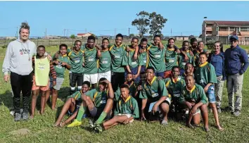  ?? By The Courier Guy. Picture: FAITH QINGA ?? GREEN AND GOLD: Thrilled Mzansi Rugby Academy players in their new rugby kit, sponsored