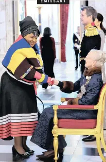  ?? African News Agency (ANA) ?? SOUTH Africa’s Chargé d’affaires Tsholofelo Lefifi greets Denmark’s Queen Margrethe during a New Year reception to receive diplomats at Christians­borg Palace in Copenhagen, Denmark, on Thursday. | REUTERS