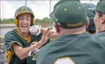  ?? Steph Chambers/Post-Gazette ?? Mario Disso’s triple helps Penn-Trafford defeat North Allegheny, 7-2, in a Class 6A semifinal.