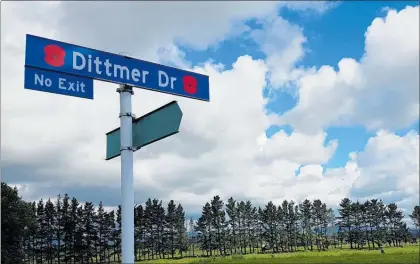  ??  ?? Palmerston North street and place signs with military connection­s have been embellishe­d with a poppy symbol.