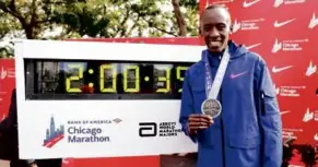  ?? MICHAEL REAVES/GETTY IMAGES ?? Kelvin Kiptum, who died tragically in a car accident Feb. 11, set a world record with his 2:00.35 last fall at the Chicago Marathon.