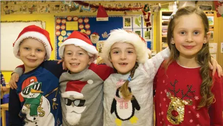  ??  ?? Second class pupils Kyle Colfer, Jack Purcell Walsh, Lorraine Gardiner and Hayley Cahill at the Newawn school Christmas concert.