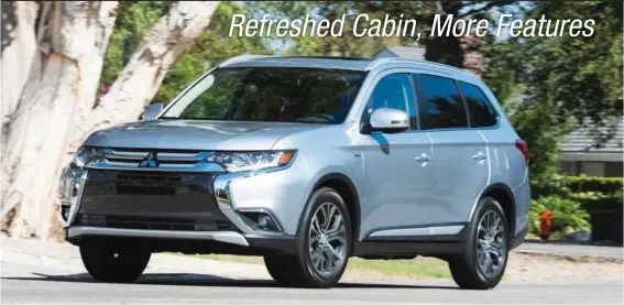  ??  ?? Starting at $23,495, the Mitsubishi Outlander is one of the most affordable crossover vehicles that offers three rows of seating in the cabin.