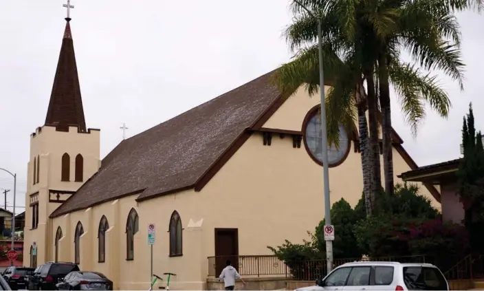  ?? Photograph: Allison Dinner/EPA ?? Migrants were transporte­d to St Anthony’s Croatian Catholic church and were given water, food, clothing, medical checkups and initial legal immigratio­n assistance.