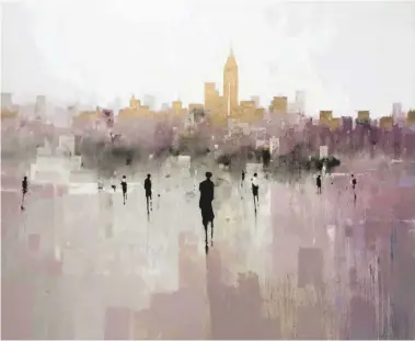  ??  ?? 1
City in Purple with Gray,
oil on canvas, 50 x 60"