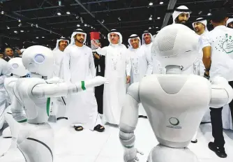  ?? Virendra Saklani/Gulf News ?? ■ Shaikh Hamdan visits the Dewa pavilion after opening the Gitex Technology Week 2018 at the Dubai World Trade Centre yesterday.