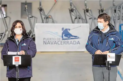  ?? ICAL ?? Díaz Ayuso y Mañueco, en su último acto conjunto, el pasado 9 de abril en el alto de Navacerrad­a