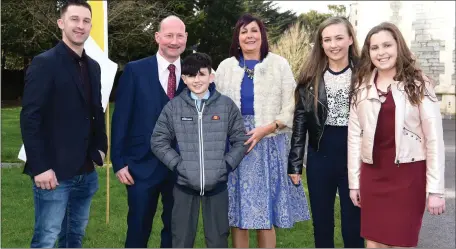  ?? Photo by Michelle Cooper Galvin ?? Shane Twomey who made his Confirmati­on with his parents Pat and Caroline, sister Rebecca, cousins Sean Slamen and Sophie Lovett at Holy Cross Church, Kenmare on Tuesday.