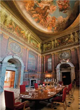  ??  ?? The magnificen­t Saloon, with its opulent walls and ceiling, at Blenheim Palace in Oxfordshir­e. The ancestral home of the Dukes of Marlboroug­h is a World Heritage Site and well worth a visit.
