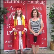  ?? SUBMITTED PHOTO ?? Hamburg High School Hawk Happenings Editor in Chief Quinn Holl poses for a photo with class adviser Terri McCarthy-Wright after receiving her diploma.