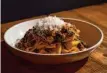  ?? Santiago Mejia/The Chronicle ?? AltoVino's pappardell­e with Bolognese is meaty decadence.