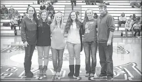  ?? Contribute­d photo ?? State champions: Members of the Parkers Chapel Class 2A girls state champion tennis team are shown in the photo above. In the picture left to right are:Lauren Brumley, Summer Stackhouse, Savana Smith, Annie Phillips, Caleh Wall, and coach Casey Rapp....