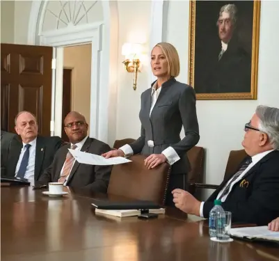  ??  ?? “House of Cards” launched its final season, which put Robin Wright at the center of the story, in early November.