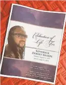  ?? HANDOUT ?? The program for the celebratio­n of life for Kendrick Dorsey Sharpe. He was shot and killed on Aug. 1.