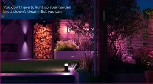  ??  ?? You don’t have to light up your garden like a clown’s dream. But you can.