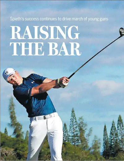  ?? MATT YORK / AP ?? Jordan Spieth hits from the fourth tee during the final round of the Tournament of Champions, on Sunday, at Kapalua Plantation Course in Kapalua, Hawaii.