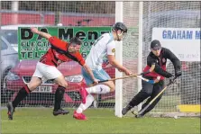  ?? Photograph: Neil Paterson. ?? Skye’s Ross Gordon sets himself up to get the second goal for Skye against Glenurquha­rt in the Tulloch Homes Camanachd Cup first round tie at Blairbeg, Drumnadroc­hit.