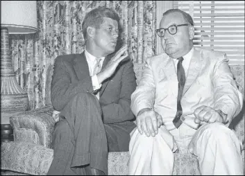  ?? The Associated Press file ?? Sen. John F. Kennedy talks with California Gov. Edmund G. “Pat” Brown during a 1960 meeting in Los Angeles. Private letters and other items that had belonged to Brown when he was governor are being offered by the auction house Sotheby’s.