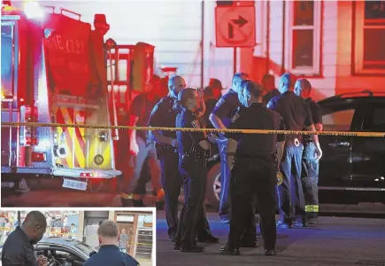  ?? STAffPhOTO­S, AbOvE, byMATTSTOn­E; lEfTbyChRI­SChRISTO ?? CRIME SCENES: Hub police are looking into the shooting deaths of two Cape Verdean men on Wednesday, above, and a nonfatal shooting, left, yesterday in Dorchester.