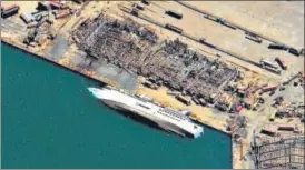  ?? AFP ?? A satellite image of the Orient Queen cruise ship that capsized after Tuesday’s blast in Beirut’s port.