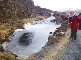  ??  ?? Women who broke laws used to be drowned at the Oxararfoss Waterfall, according to Iceland Travel guide Sigrun Eiriksdott­ir. Yes, the surname means she is the daughter of a guy named Eirik.