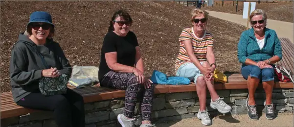  ??  ?? Patricia Moloney, Anne Griffin, Maura Ryan and Margaret Ennis enjoying the fine weather at the opening of Min Ryan Park, Wexford.