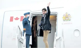  ?? SEAN KILPATRICK/THE CANADIAN PRESS ?? Prime Minister Justin Trudeau departs Vancouver, B.C. on Saturday, on route to China.