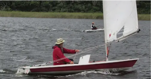  ?? Photo: Jeremy Dee ?? Henry Paine, seen here on the downwind leg on his Laser, is the winner of the George Lakes Yacht Club’s Sotheby’s Trophy for this season.