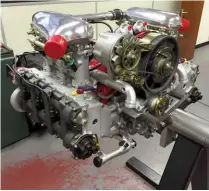  ??  ?? Below left and right: From a multitude of parts to finished engine! Xtec Engineerin­g re-builds Porsche engines to perfection. This is the 2.8 litre six-cylinder air- and water-cooled masterpiec­e that brought Porsche much success on the track